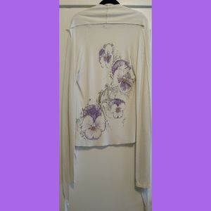 Lauren Moshi Long White Floral Fairy Goddess Print Cardigan